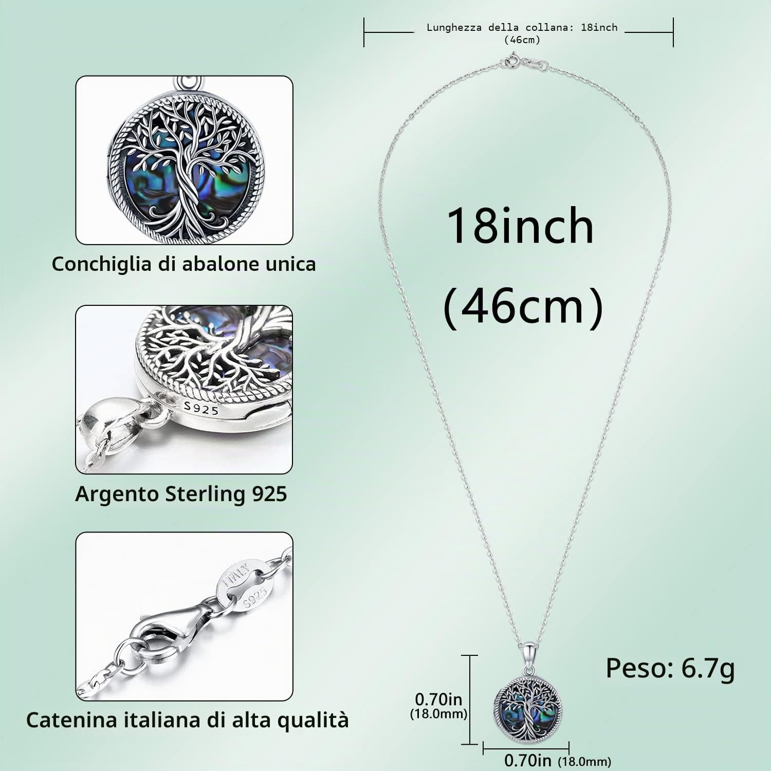 Odinstone Ciondolo Portafoto Collana con Medaglione Foto in Argento Sterling 925, Albero della Vita Collane da donna Medaglione Portafoto, Memoria Gioielli Regali per Donna