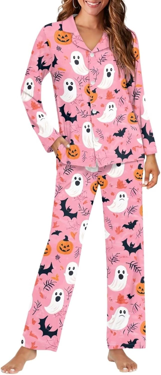 Matching Pajamas for Couple Soft Funny Front Button long Sleeve Pajamas