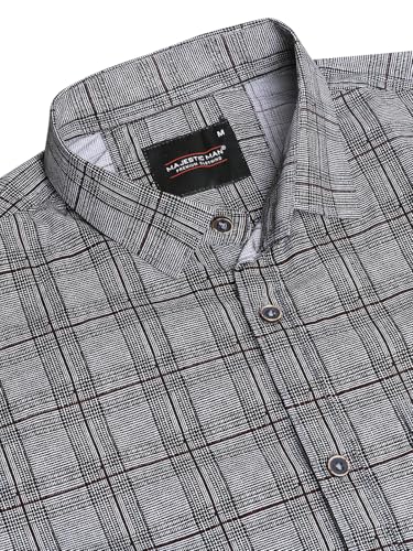 Image of Majestic Man Men Comfort Slim Fit Pure Cotton Tartan Checked Casual Shirt