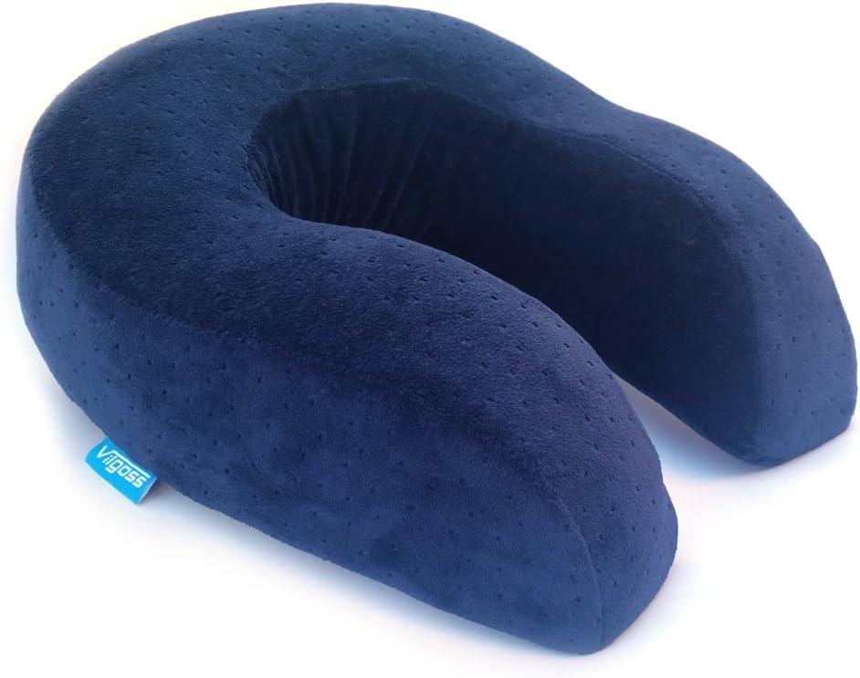 Best U-shaped Travel Neck Pillow Memory Foam Therapeutic - Washable & Durable with Removable Zipped Soft Microfiber. Comfort and Support During Airplane Travel, Bus, Train, Home and Office Use