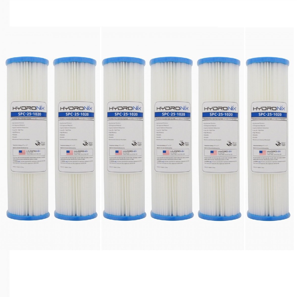 HydronixSPC-25-1020 20 Micron Standard 10 Inch Pleated Sediment Filter 6 Pack
