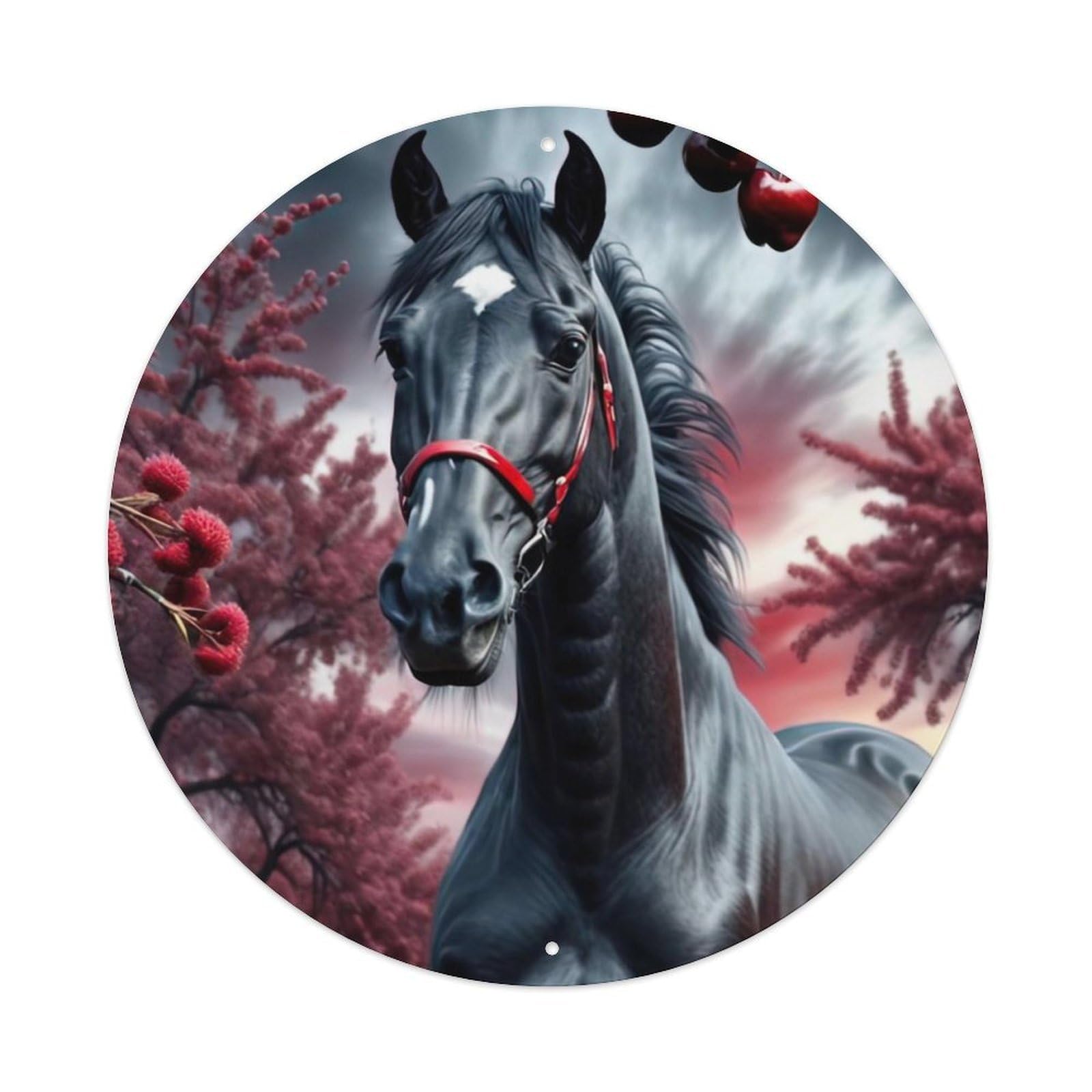 Animal Artwork Two Dark Horses Metal Tin Sign