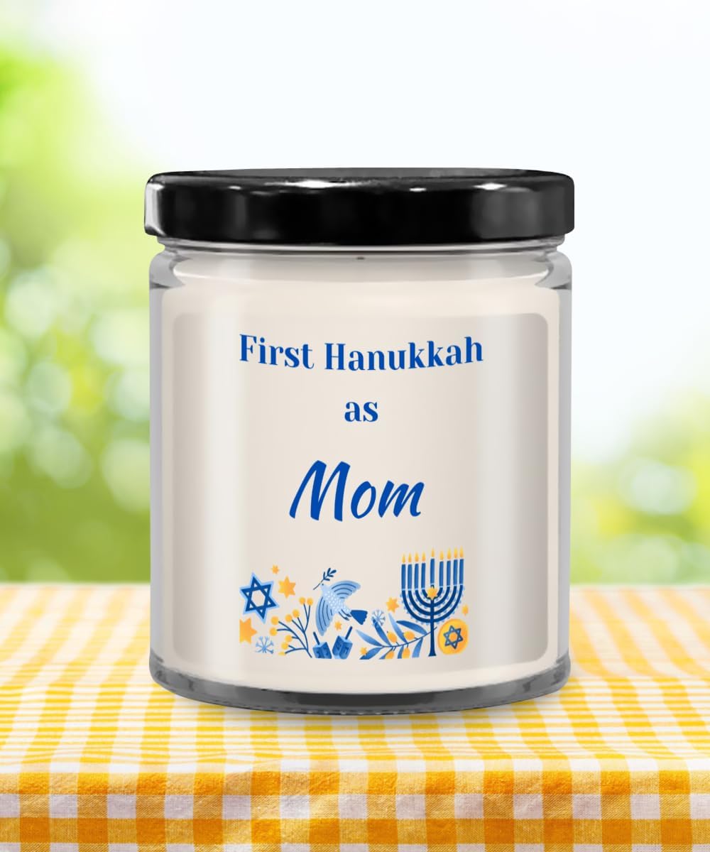 First Hanukkah as Mom Candle, Candles with Text, Birthday Gift, Hanukkah Gift, Holiday, Menorah