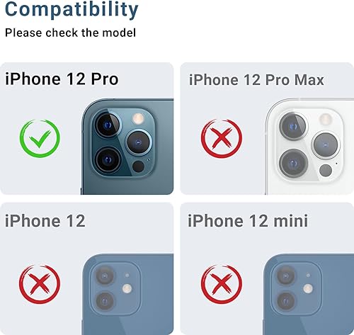 Miniatura 2 de Korecase Paquete de 2 protectores de lente de cámara de metal para iPhone 12 Pro de 6.1 pulgadas, película de vidrio templado, fuerte adherencia,