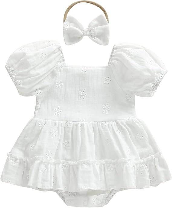 A Sweet Eyelet Easter Romper for Baby Girls