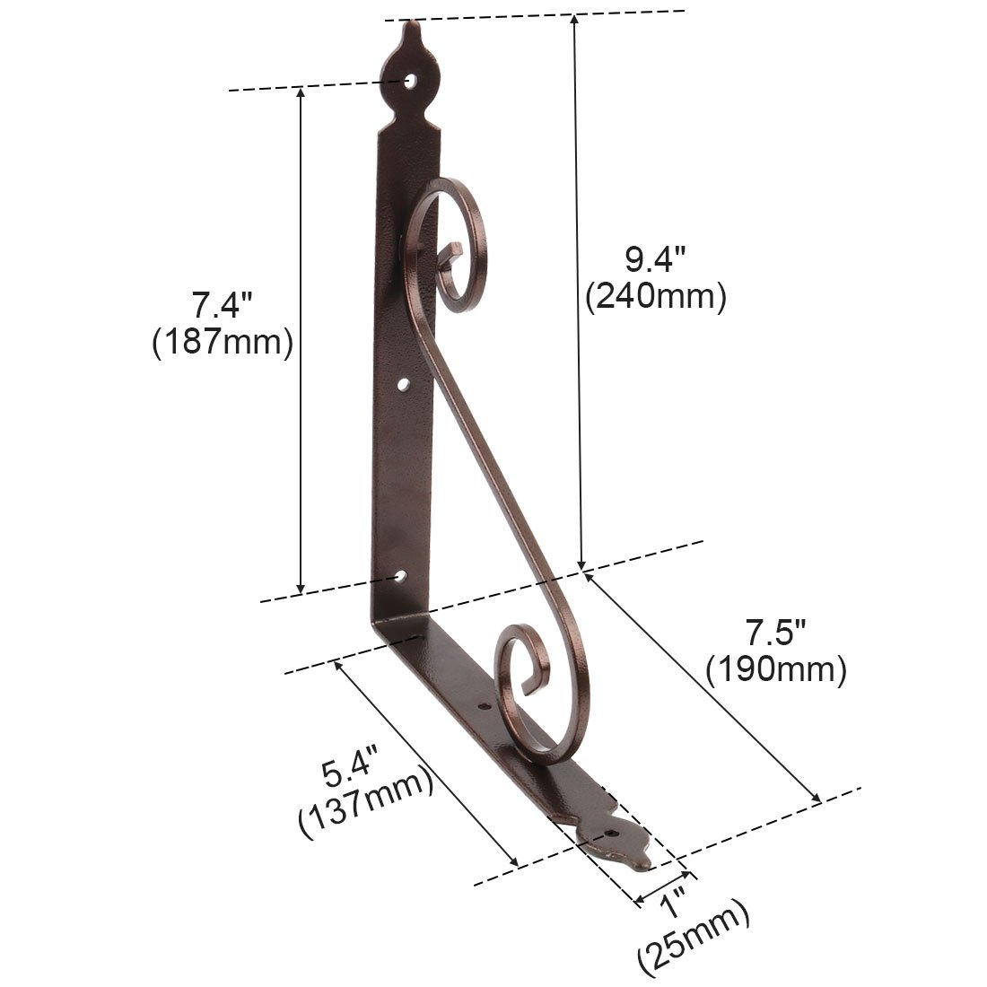 Ruilogod Desk hardware a forma di L in metallo Brace Brace Shelf Staffe Staffe Supporto Supporto 2 pz Brown Dark