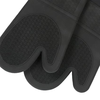 Ubersweet 2PCS Premium Oven Mitts Pot Holders Tool Pads for Grilling Cooking BBQ Black