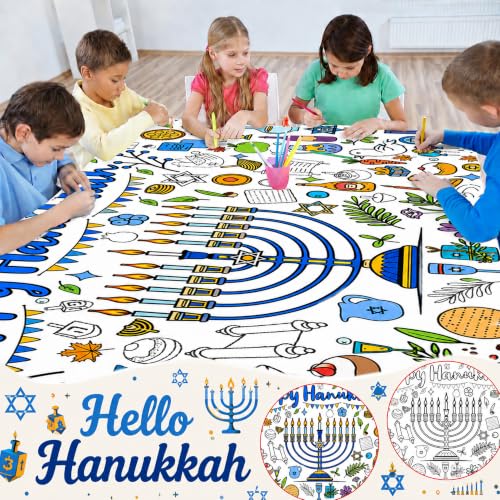 Image of OHOME Hanukkah Crafts for Kids - Hanukkah Giant Coloring Poster /Tablecloth