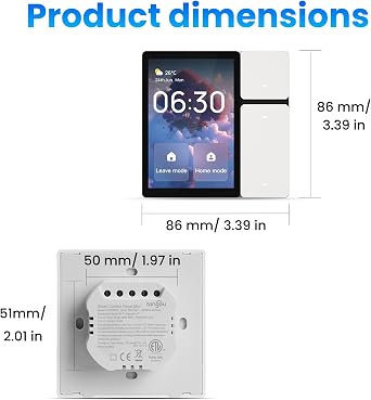 TONGOU 3.5-inch Smart Home Control Panel, Support 2.4Ghz Wi-Fi, Sigmesh and IR, Smart Life/Tuya App Connect, Smart Home Gadgets, Support Alexa, Features Three Physical Buttons, Three Relay Channels