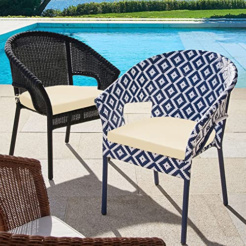 Wellsin Outdoor Chair Cushions For Patio Furniture - Patio Chair Cushions Set Of 4 - Waterproof Round Corner Outdoor Seat Cushions 17"X16"X2", Beige #TOP6