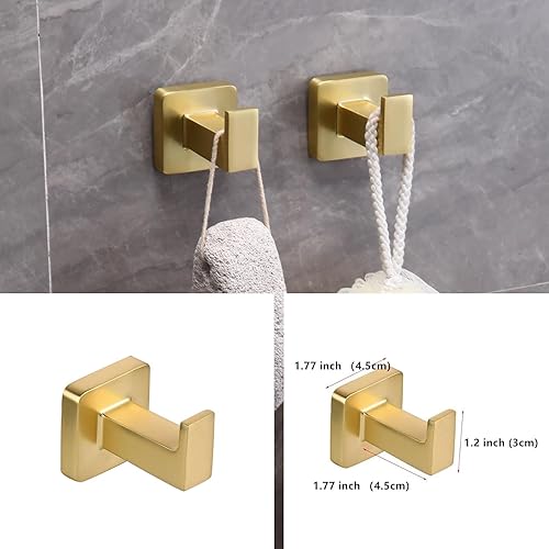 Miniatura 4 de Juego de 5 accesorios de baño de oro cepillado, juego de barra de toalla de mano de acero inoxidable de 23.6 pulgadas, soporte de papel higiénico,