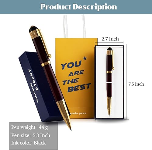 Miniatura 5 de Ancolo Juego de bolígrafos de regalo de lujo con bolsa de bolígrafo, tarjeta de regalo, grabado con tus nombres de mensaje, nombres de empresa,