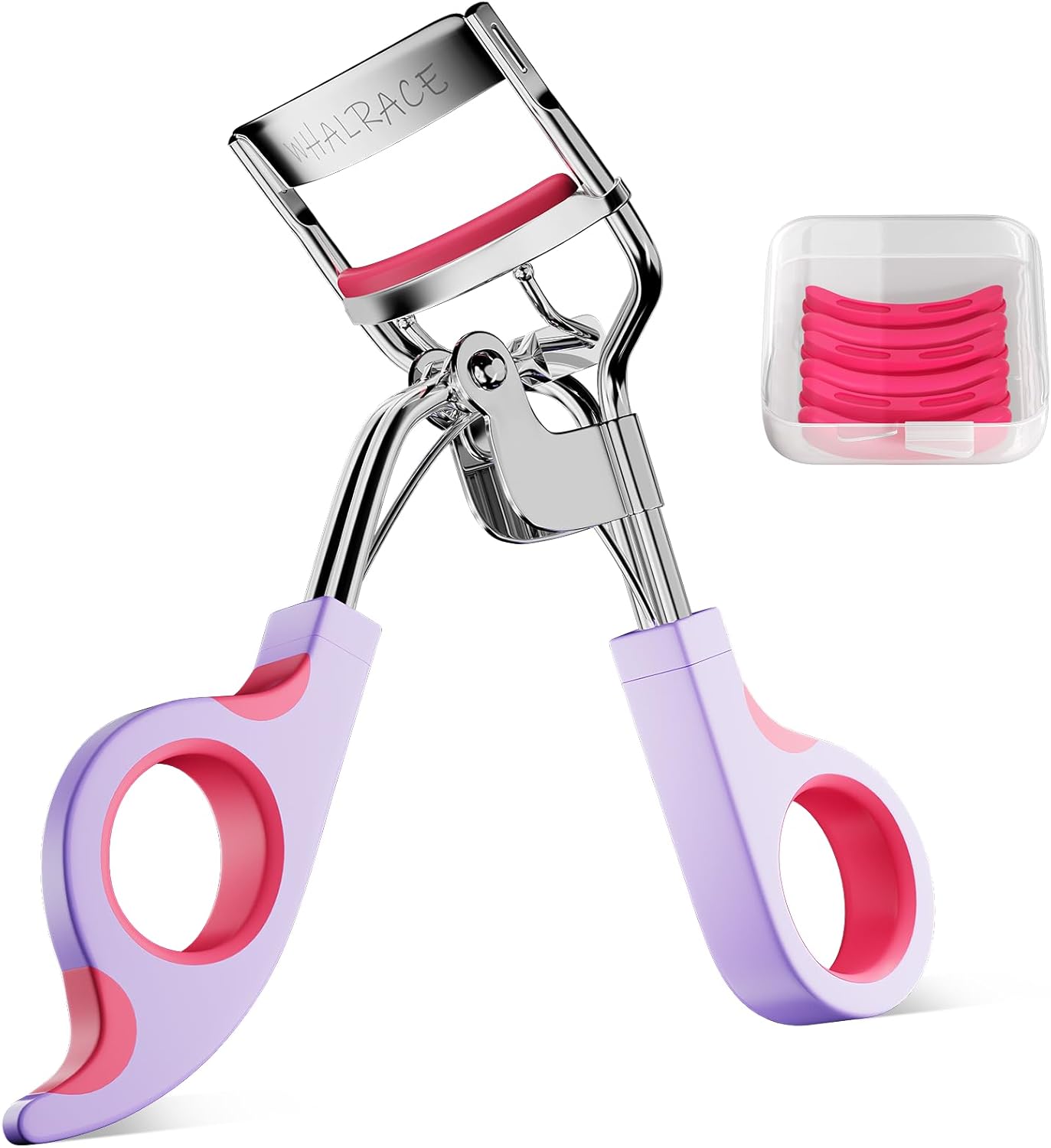 Eye Lash Curler with 6PCS Extra Replacement Pads, Superior Curling Effect Eyelash Curlers, Easy & Comfortable to Grip and Use, Valentine’s Day Gift for Her, Beauty Enthusiasts -Silver Purple Red