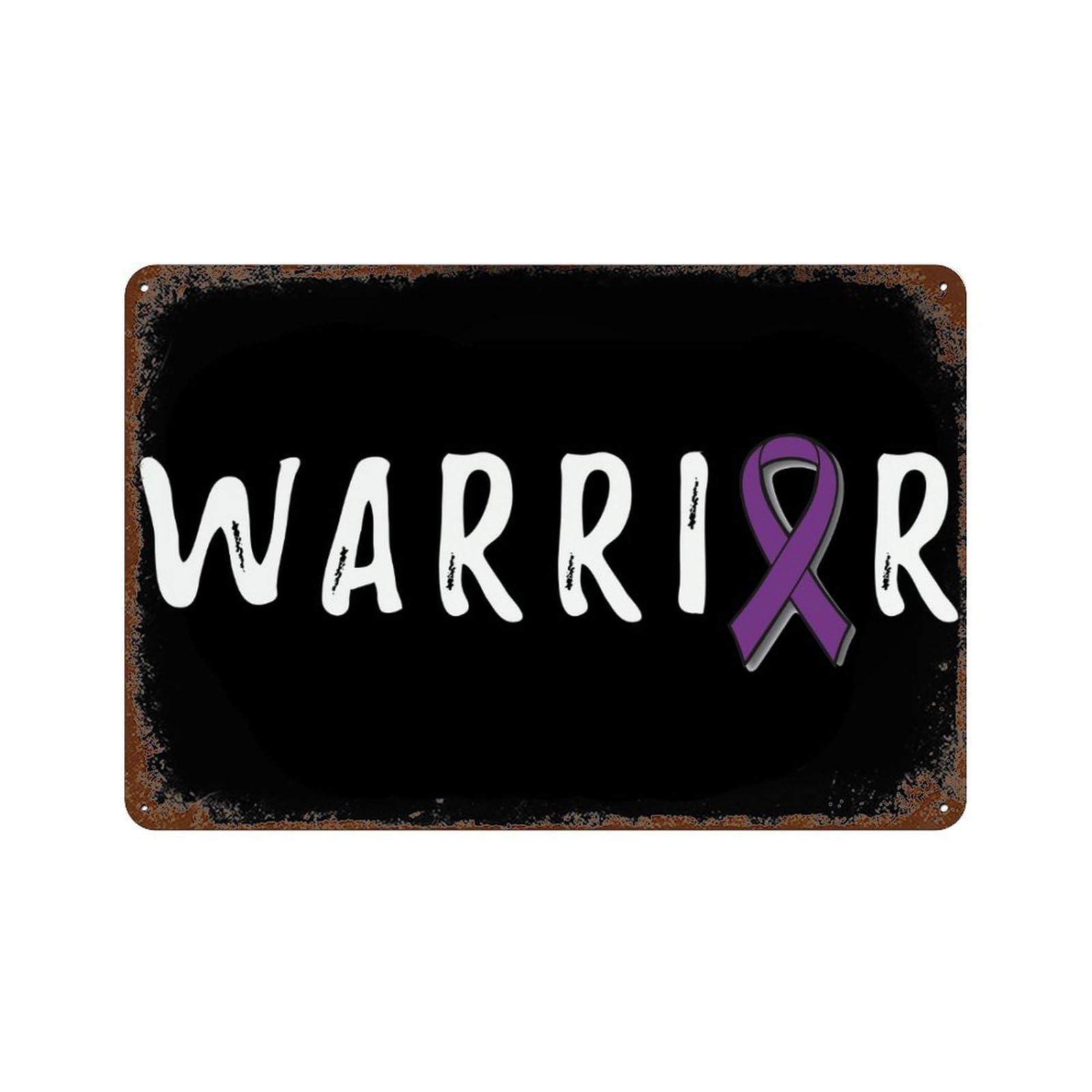 KWQDOZF Warrior Alzheimer's Awareness Theme Metal Tin Sign,Vintage Iron Hanging Plate Horizontal with Rust Poster Wall Decor 8x12inch