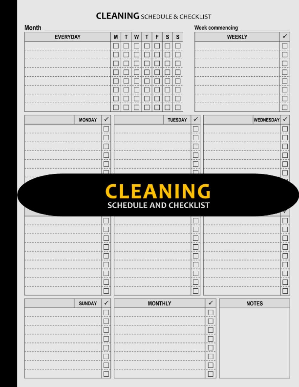 Cleaning Schedule and Checklist (Customizable): Blank Daily Weekly and Monthly House Cleaning Schedule Planner and Organizer | Suitable for Household ... Catering Business, Cafe, etc. - 8.5" x 11"