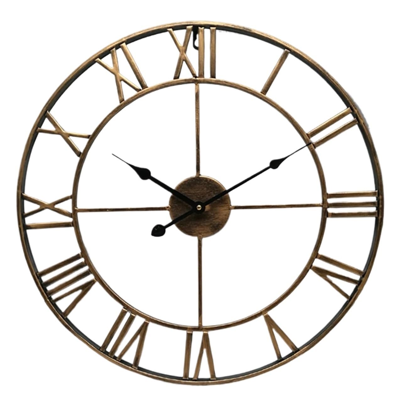 Ubohuz Bronze Large 3D Wall Clocks Retro Round Metal For Patio, Pool, Garden