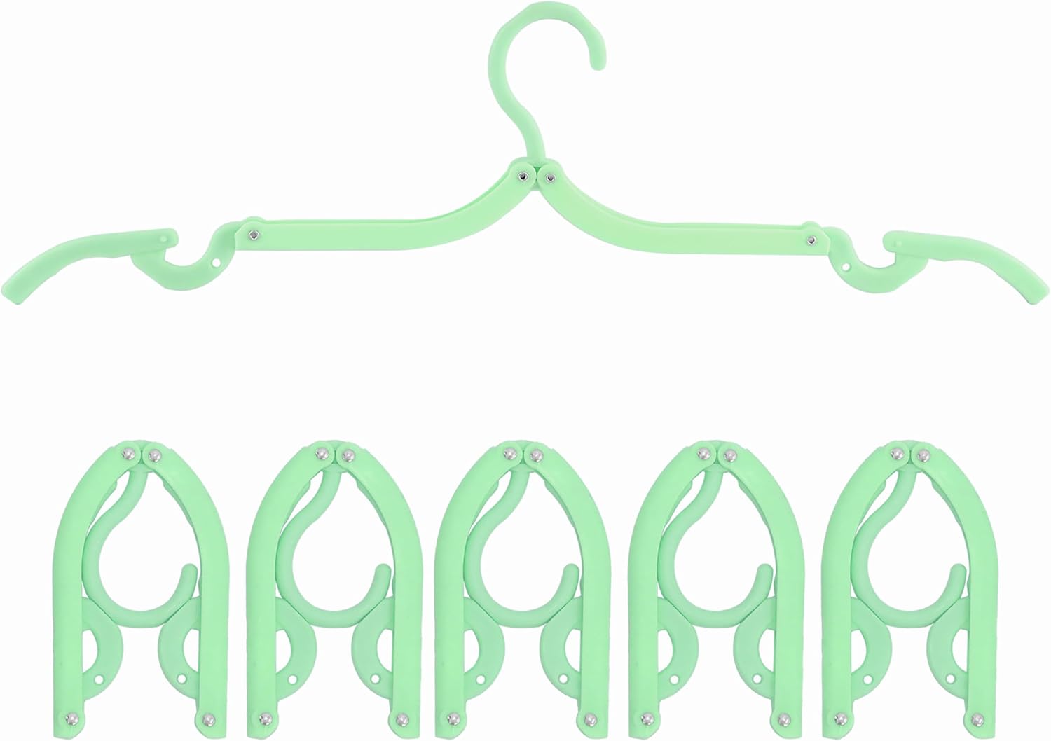 6PCS Portable Folding Clothes Hangers Clothes Drying Rack for Travel (Green)
