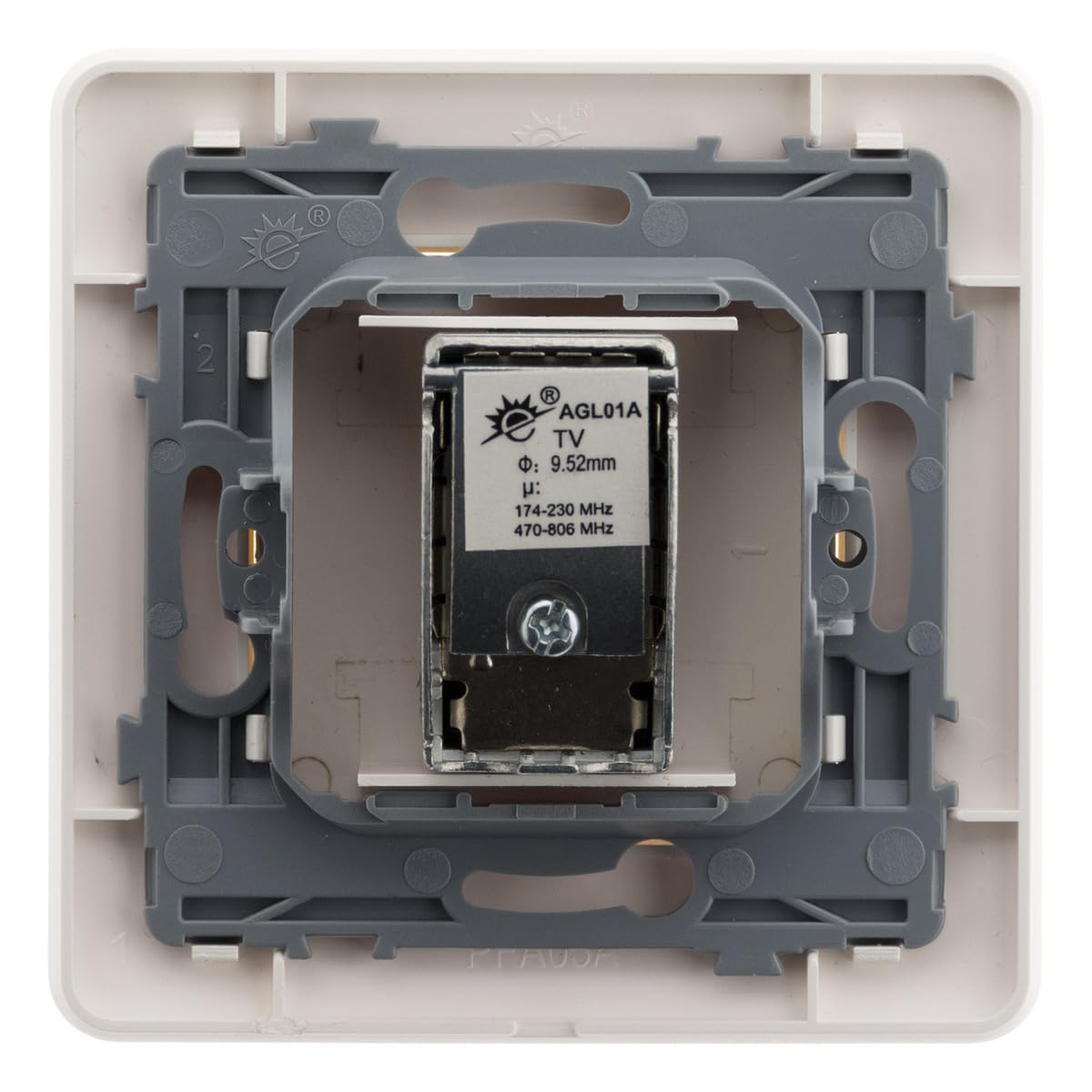 Zenitech - Toma de TV Ø9,52 mm - Equipamiento Empotrado - Motor Compacto para Fácil Cableado, Frontal Ajustable - Compatible con Caja de Empotrar - Placa 86 x 86 mm - Blanco
