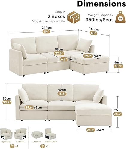 Miniatura 2 de Tbfit Sofá biplaza de 59 pulgadas, Sofá Pequeño de Chenilla, Sofá biplaza con 2 almohadas para espacios pequeños, dormitorio y sala de estar, color