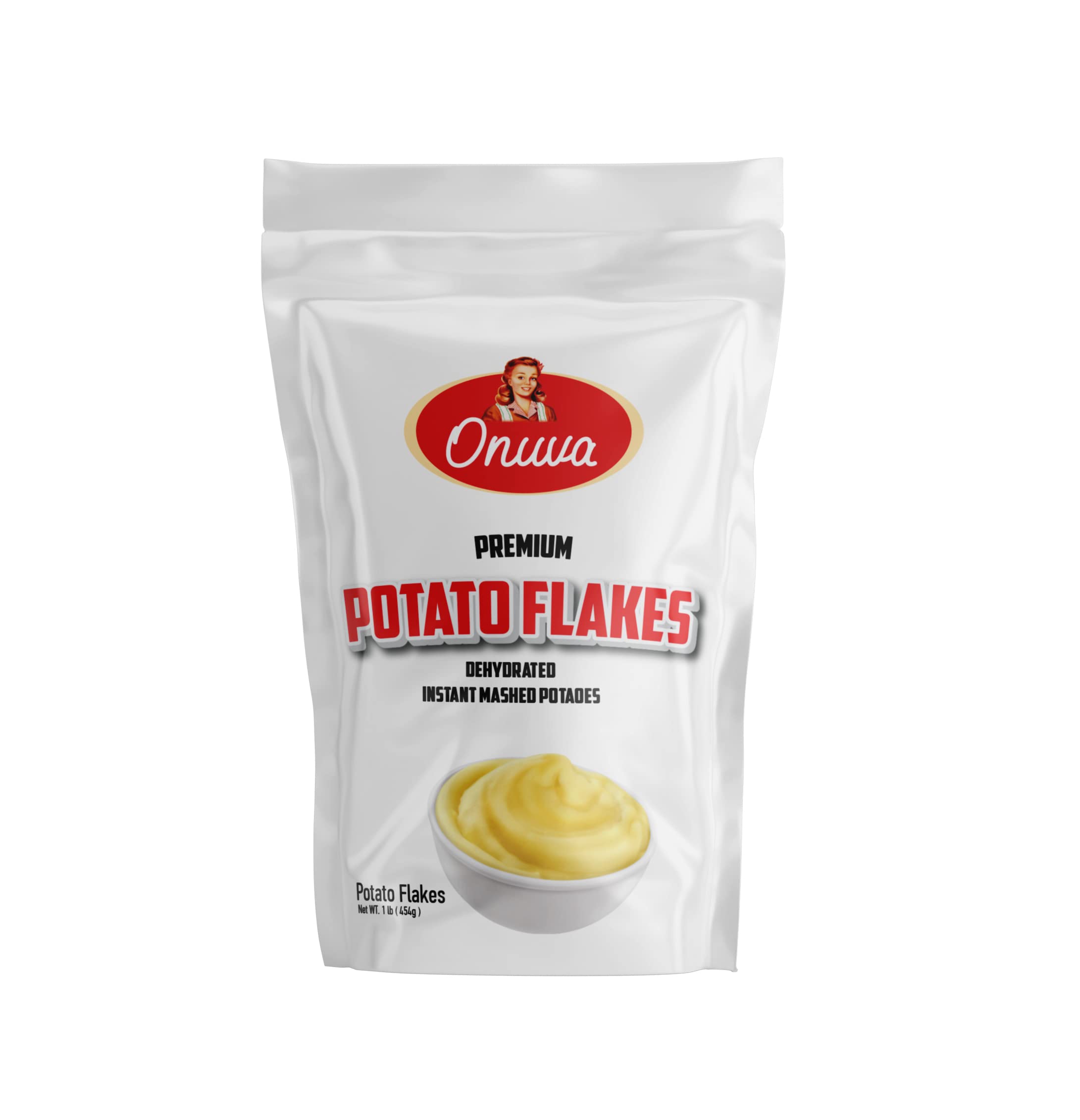 Potato Flakes by Onuva -1lb (454g) - Instant and convenient to cook - Dehydrated Whole Foods for Emergency Food Storage - Camping Supplies, and Survival Kits - Sealed Fresh