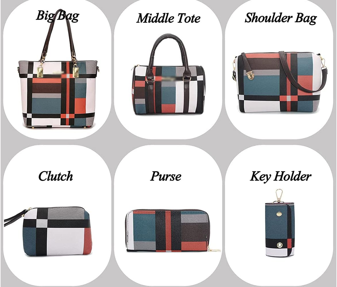 ZiMing 6-Pcs Women's Handbag Set: Shoulder, Tote, Satchel, Crossbody, Top-Handle, Boston & Messenger Bags - Image 2