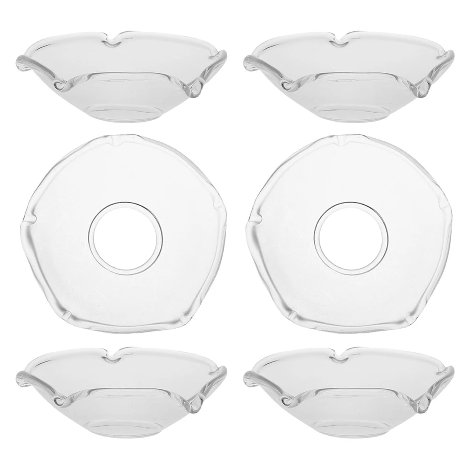 Candle Drip Protectors 6-Pack Clear Glass Bobeches, Taper Candle Wax Drip Catcher Trays(Type A)