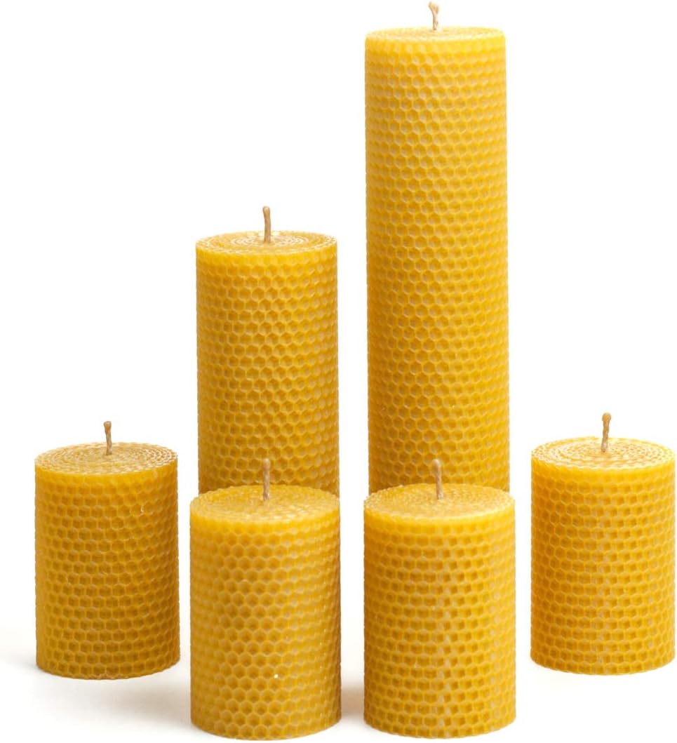 Set of 6 Handmade Beeswax Candles Big Size 10.2in 6.7in and 3.14in Best for Gift and Home Decor 100% Pure Quality