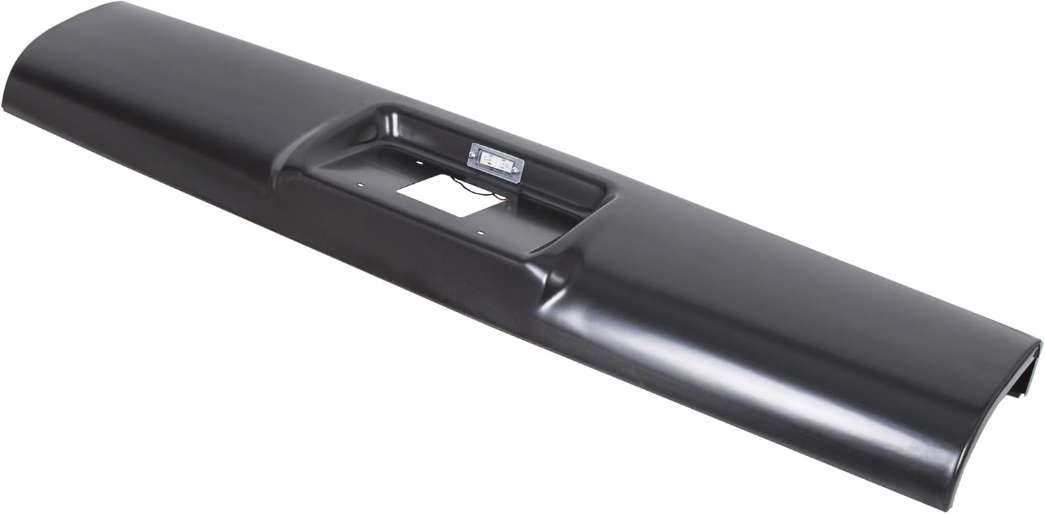 KUAFU Rear Roll Pan Bumper With Light License Plate Compatible With 1994-2003 Chevy S10 Pickup Fleetside Chevrolet GMC Sonoma Steel