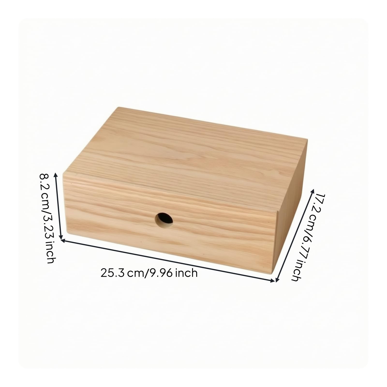 Portapenne E Organizzatore in Legno per Scrivania con Cassetto per Accessori E Oggetti Piccoli Scatola Rettangolare con Buco Tondo per Dito Adatto per Scrivania E Comodino