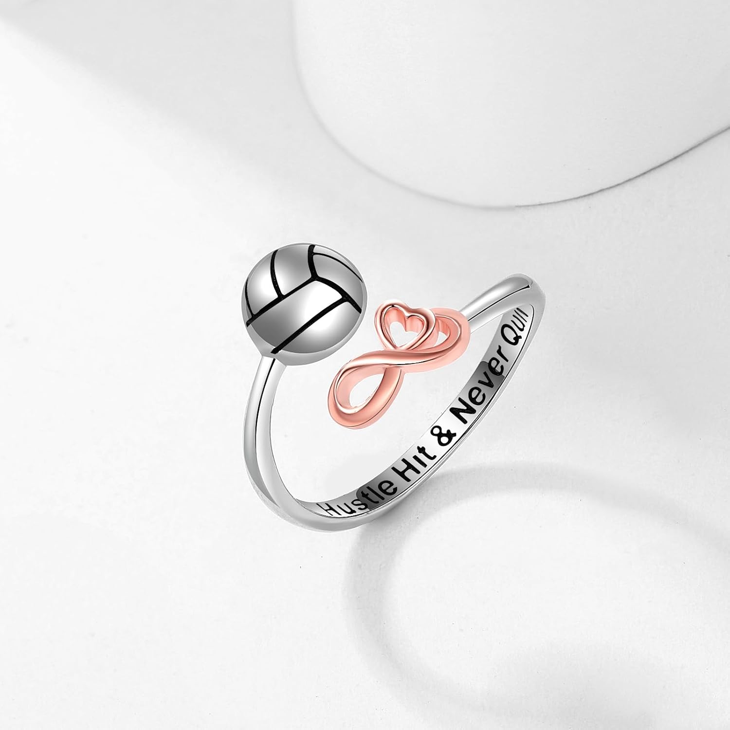 925 Sterling Silver Volleyball Ring for Women Adjustable Volleyball Football Bsdeball Soccer Tennis Ball Sport Ring Jewelry Gift for Sports Lover - Image 3