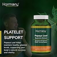 Vista 3 de Harmony Nutraceuticals Extracto Supremo de Hoja de Papaya Máxima Potencia Máxima Bioactividad Orgánica Dr. Gumman's Clínico Grado Clínico 120