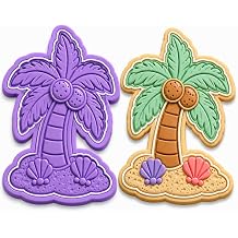 Palm Tree Cookie Cutter & Stamp Tropical Beach Paradise Cookie Cutter for Cookies & Fondant BTBS Baking Treasures Bake Shop, 3.0 Inch Cookie Cutter & Stamp