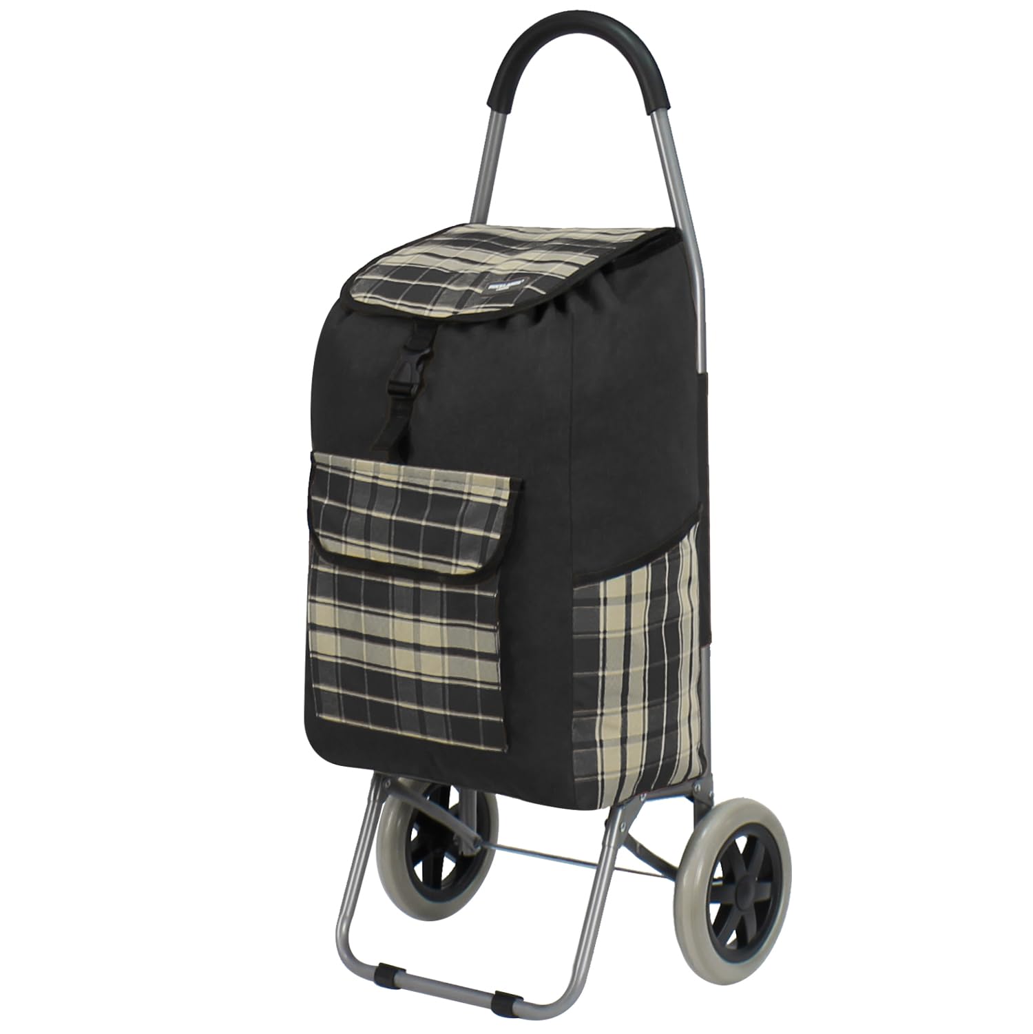 Rocklands® Lightweight Big Wheels Strong Shopping Trolley Shopping Cart Durable Grocery Bag -ST46 (Black)