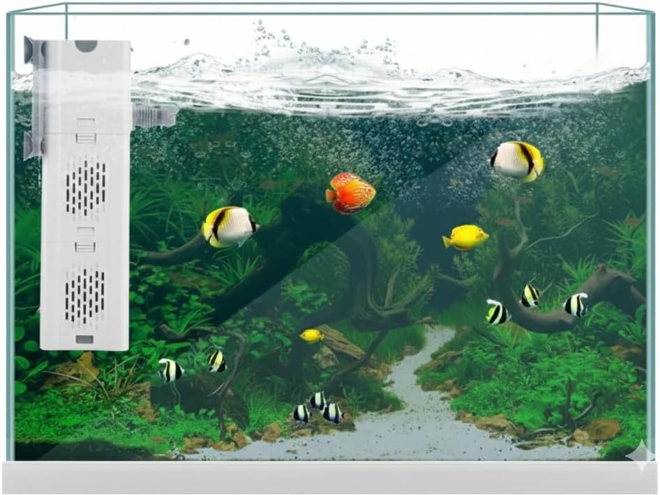 Powerful all-in-1 Submersible Internal Aquarium Filter for 50-75 Gallon Fish & Turtle Tank Filter - Ultra Quiet Water Pump Bubbler - Fish and Turtle Tank Filter & Bubbler Solution
