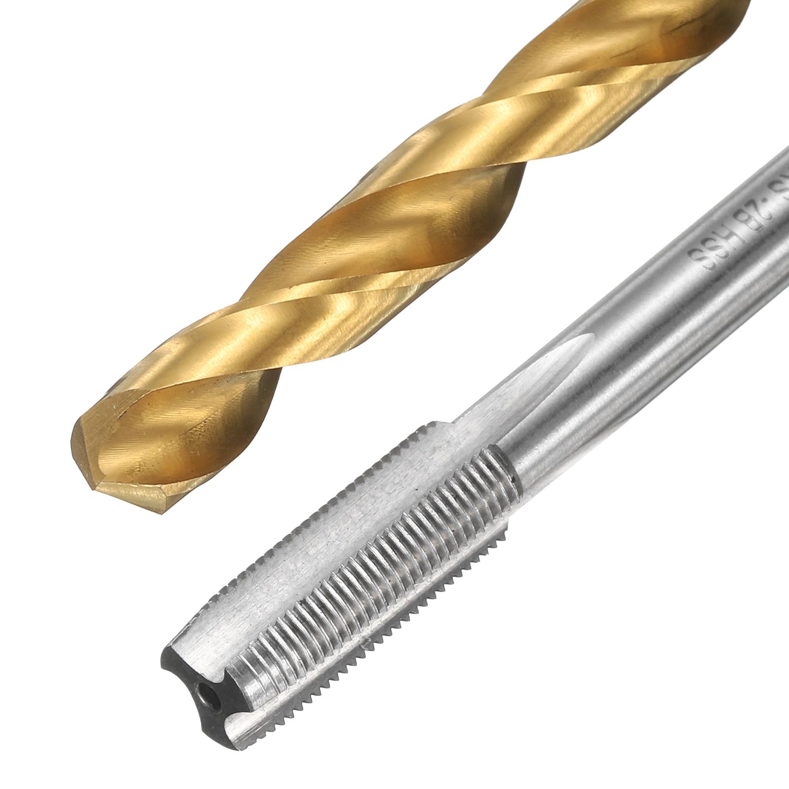 Set di maschi e punte da trapano, 1 maschio per filettatura a scanalatura dritta da 5/16-36 UNS e 1 punta elicoidale da 7,3 mm, kit di utensili per filettatura HSS-6542 non rivestiti/rivestiti in t