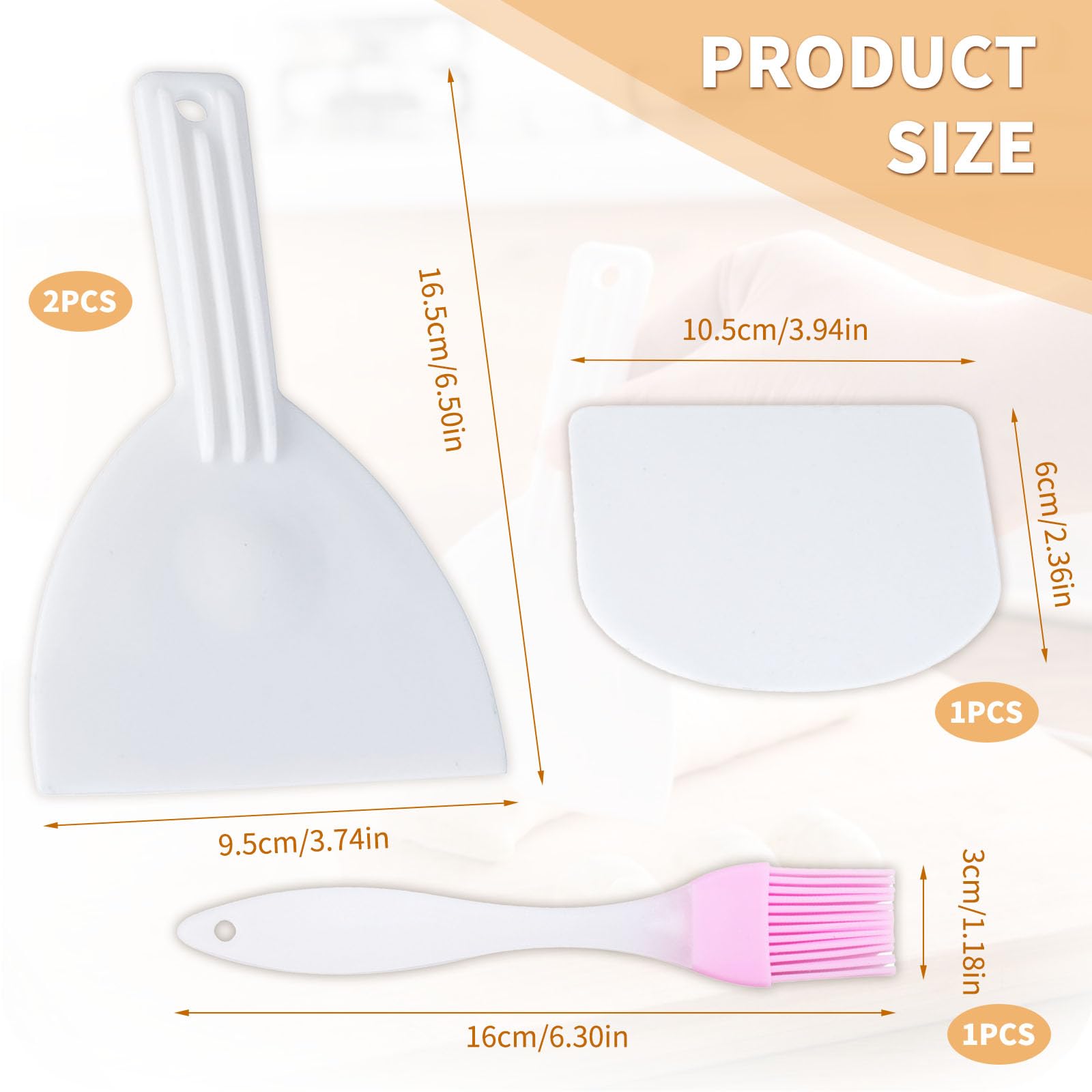 2 Teigspachtel + 1 Teigschaber – Flexibles Pizzaback-Set Aus Kunststoff Mit Aufhängelöchern
