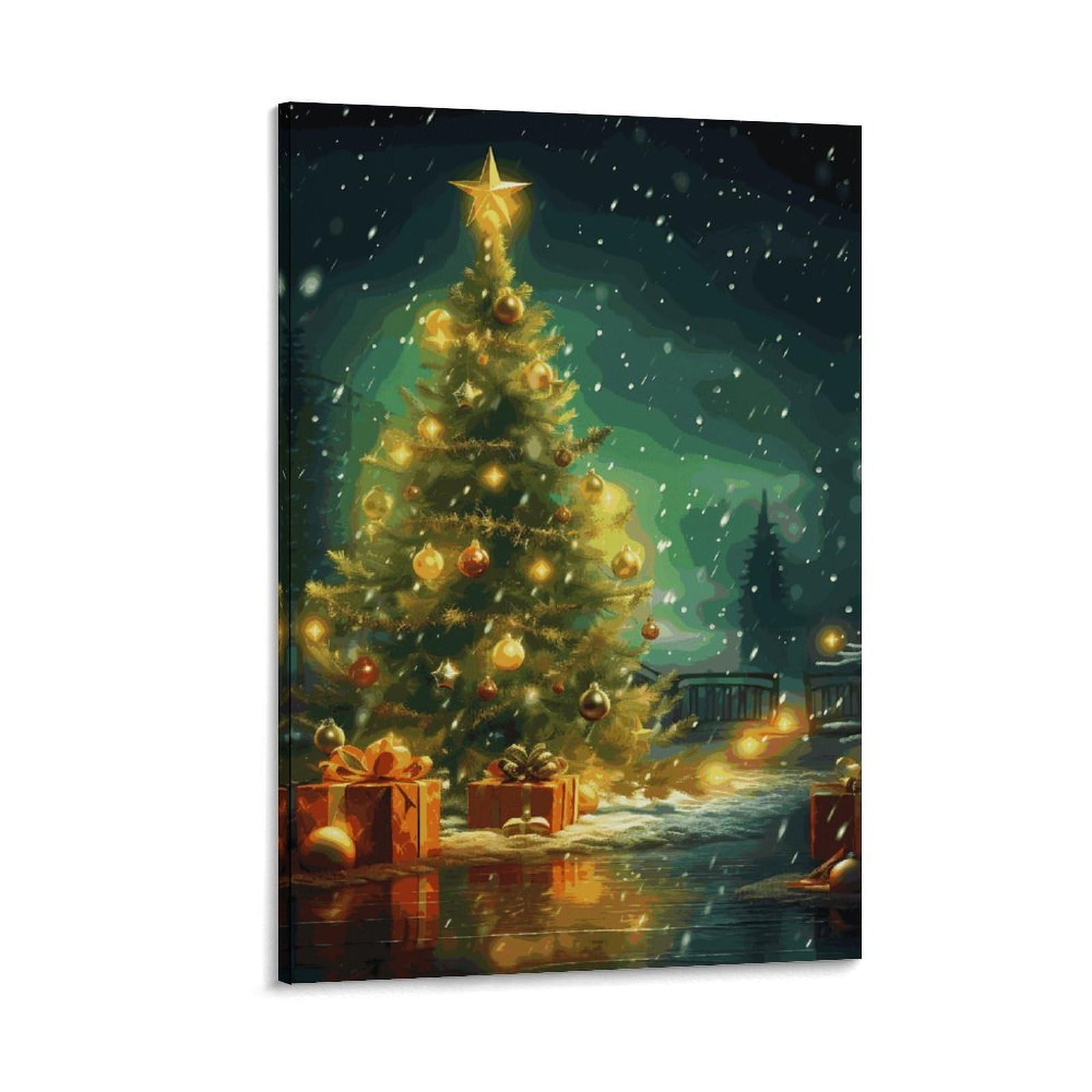 Canvas Wall Art for Living Room 16"x24" Modern Artwork Painting Pictures Hanging Canvas Prints Christmas Trees Aesthetic Wall Art for Bedroom Bathroom Office Wall Art Print Decor Christmas Trees Canv