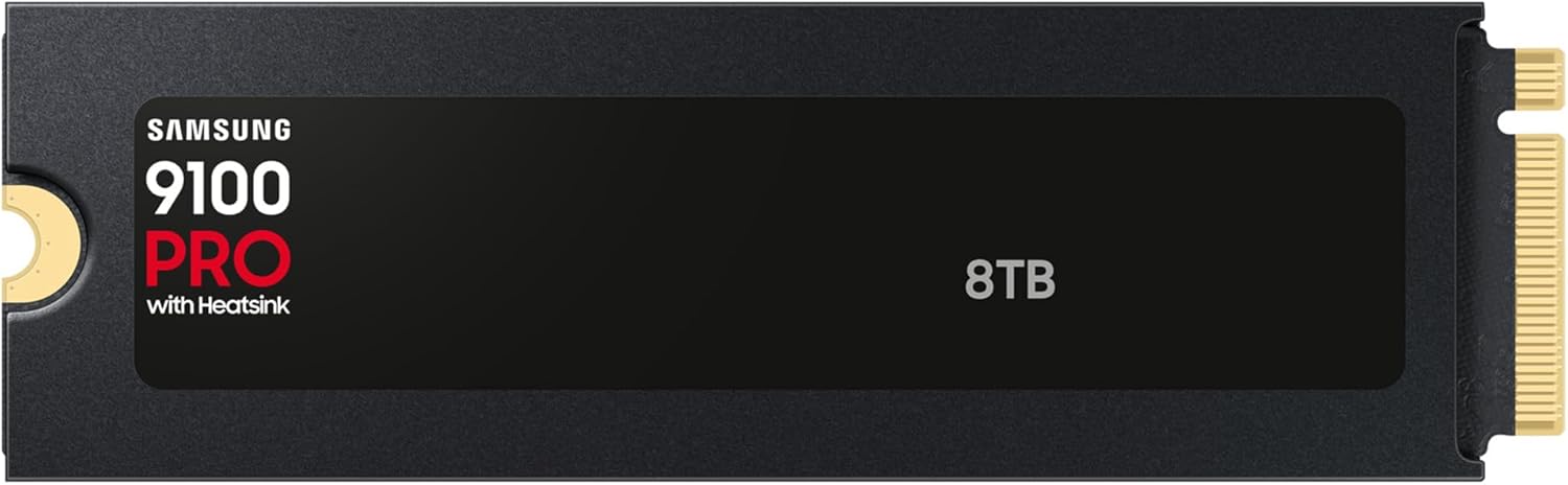 Samsung Memory MZ-VAP8T0CW 9100 PRO 8TB Internal SSD with Heat Sink, PCIe 5.0 x4, NVMe 2.0, SSD Designed for Pros & Gamers, Compatible with PC & Playstation 5, 5 Year Limited Warranty (UK Version)