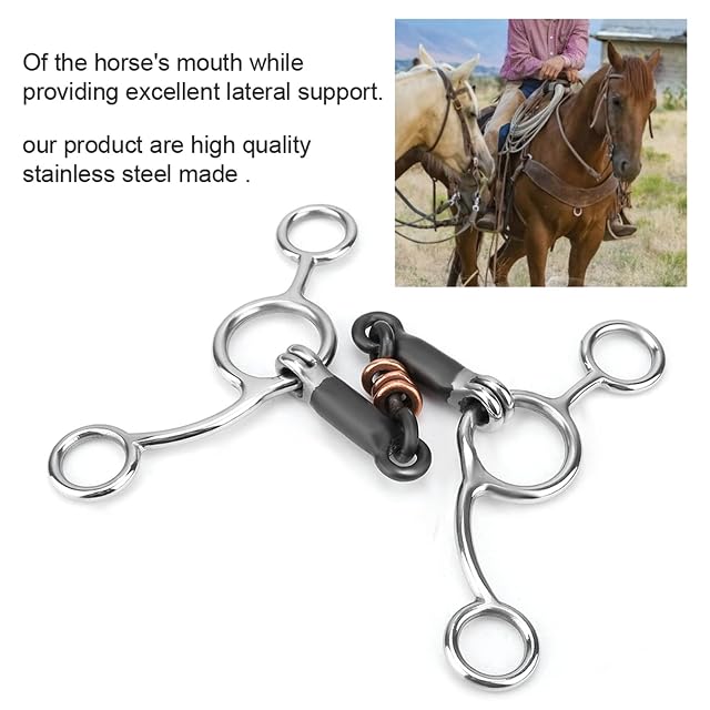 Foto 2 de 8 de Black Horse Snaffle Acero Inoxidable Apalancamiento Acero Cobre Rodillo Boca Suelta Snaffle bit Cobre…