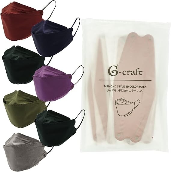 Amazon G Craft ダイヤモンド型立体カラーマスク 1袋10枚入り 不織布 使い捨て ダークグリーン G Craft 布マスク