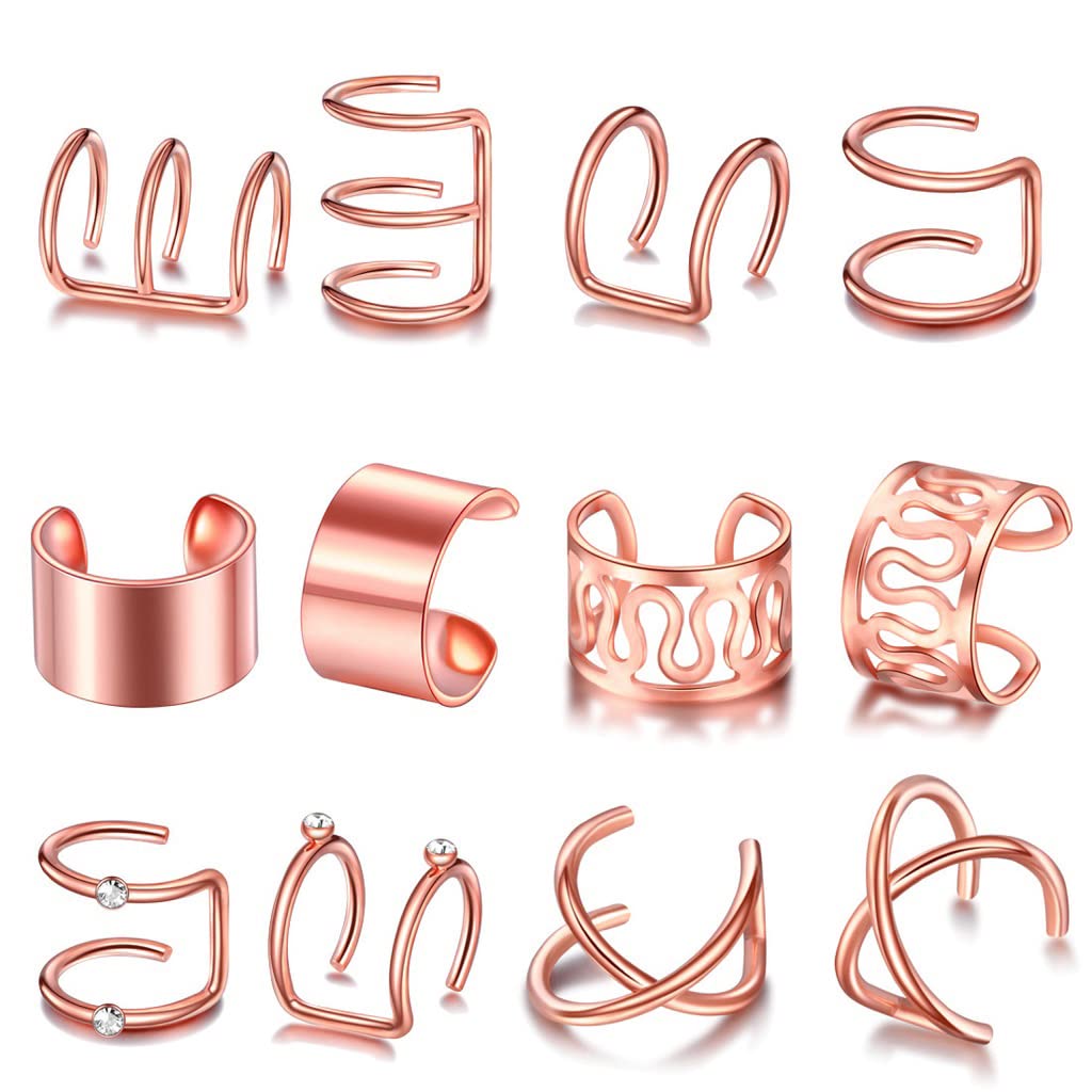 RedChimes 6 Pairs Rose Gold Ear Cuff Earrings for Women And Girls Clip on Fake Lip Cartilage Body Jewelry Set (B0BH4J8W78) Amazon Price History, Amazon Price Tracker