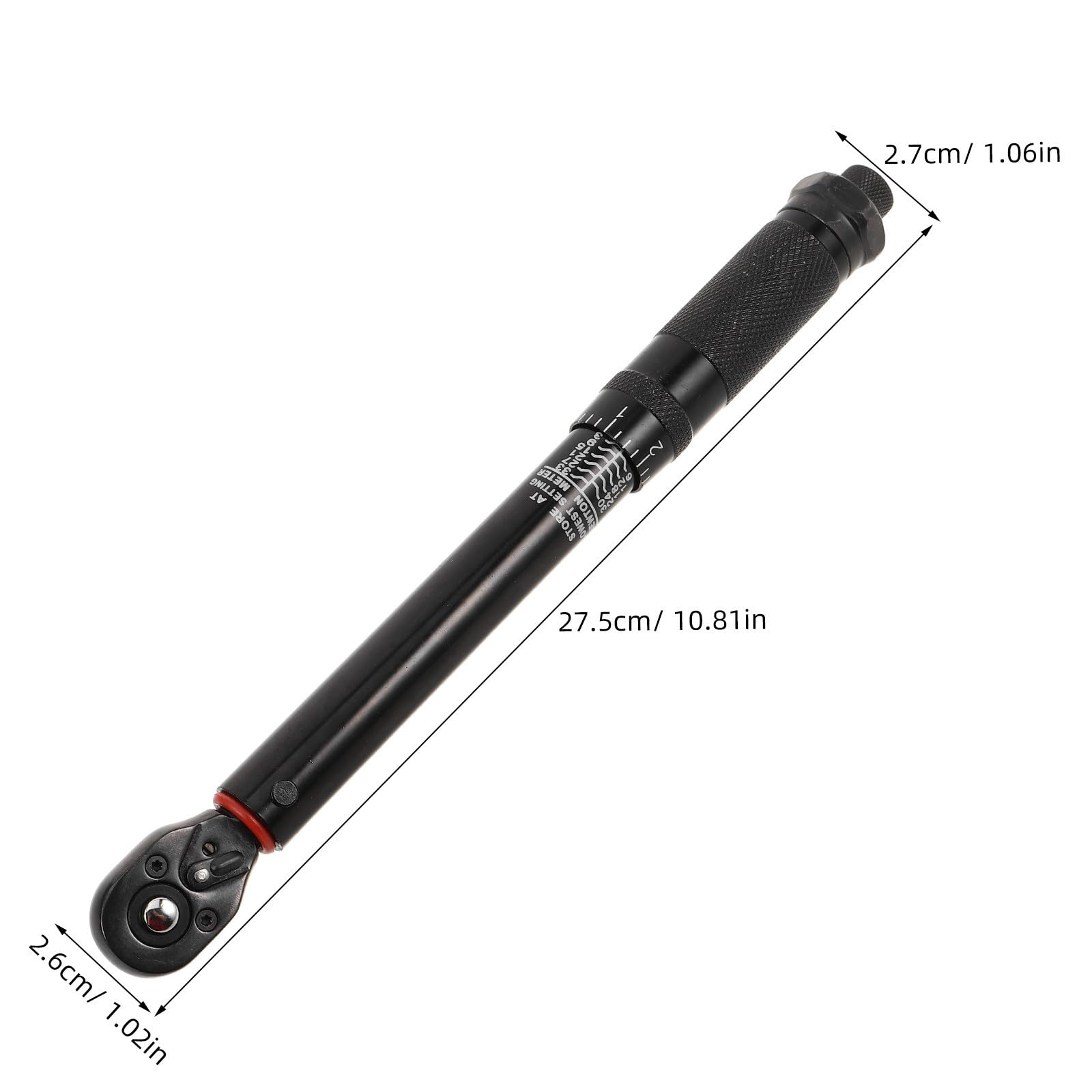 MAGICLULU Llave Dinamométrica Ajustable de Clic, Llave Dinamométrica de 1/4 3-33 Nm, Acero Negro, 45, Tubo Redondo, para Mecánica de Motores