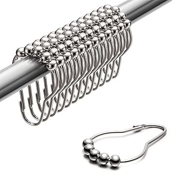 HASTHIP Stainless Steel Curtain Hooks, Approx. 6 x 4cm/2.3 x 1.6 inch, Silver, 12 Pieces