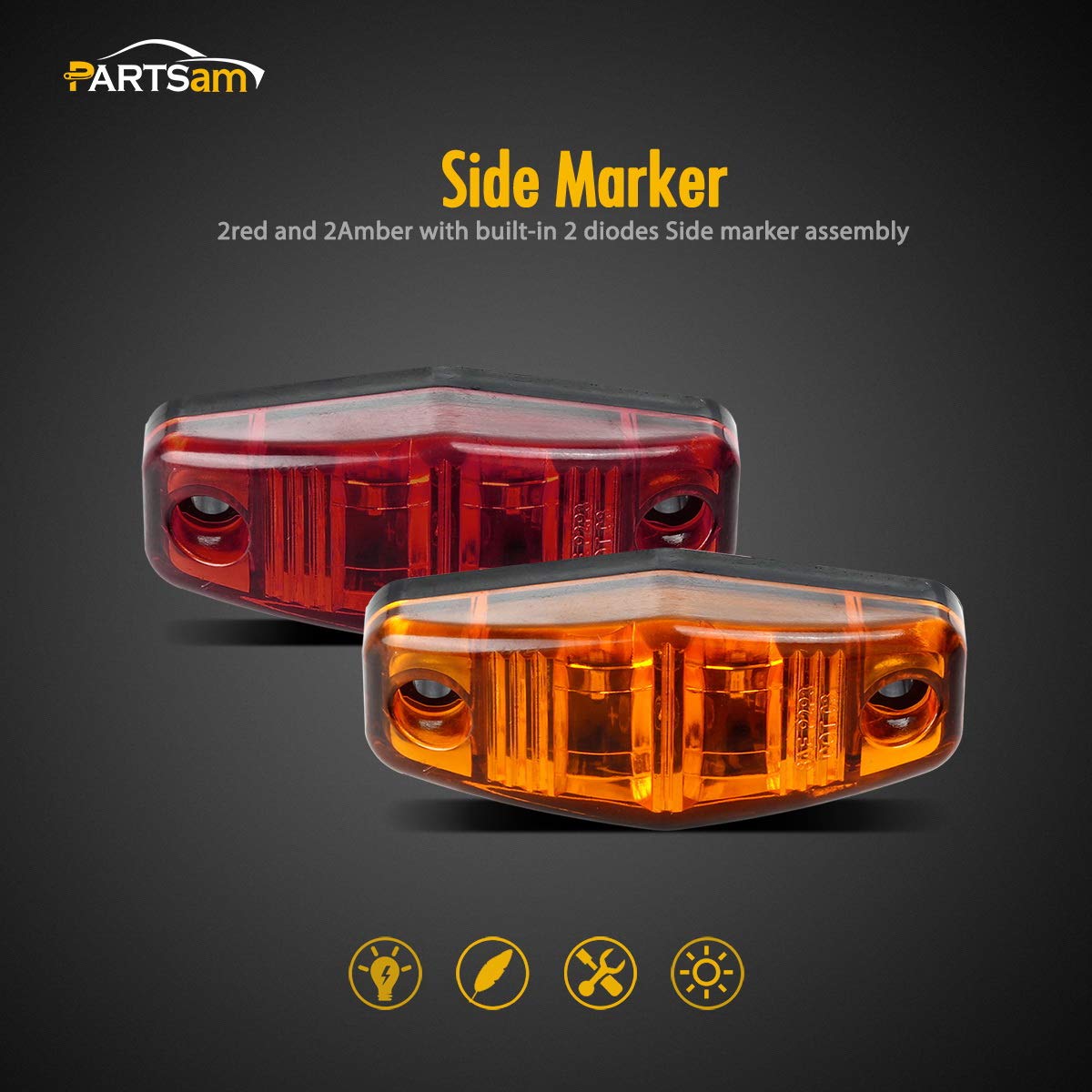 2,5 pulgadas ámbar rojo remolque marcador lateral Luces
