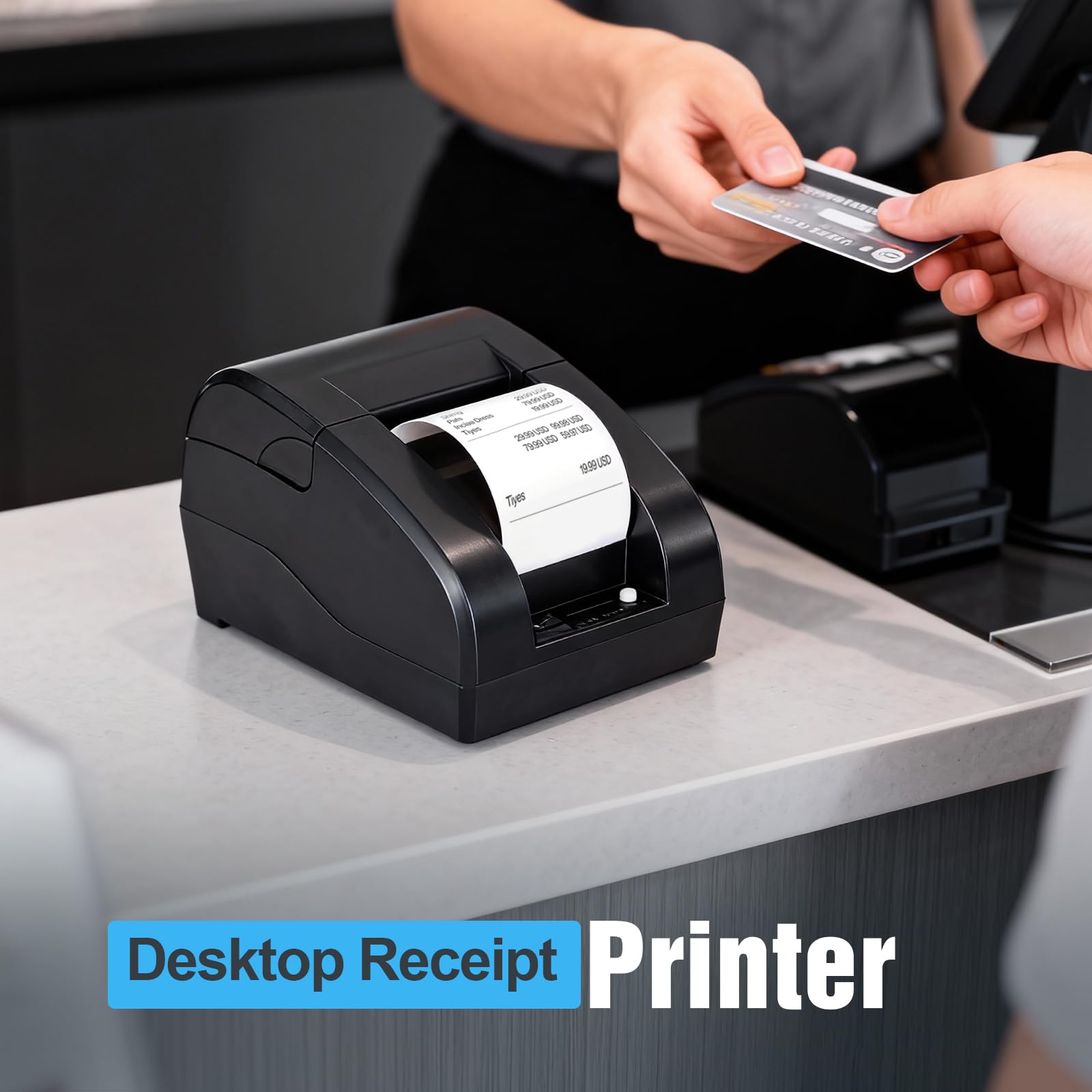 Bisofice Bondrucker Thermodrucker 58mm Belegdrucker Bluetooth USB Quittungsdrucker Kompatibel mit Windows/Linux/Android, Unterstützung ESC/POS