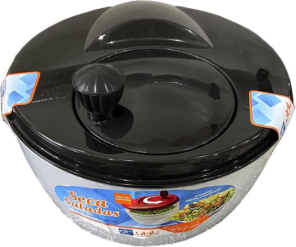 Centrífuga De Salada Secador Verduras Manual 4 Litros Preto