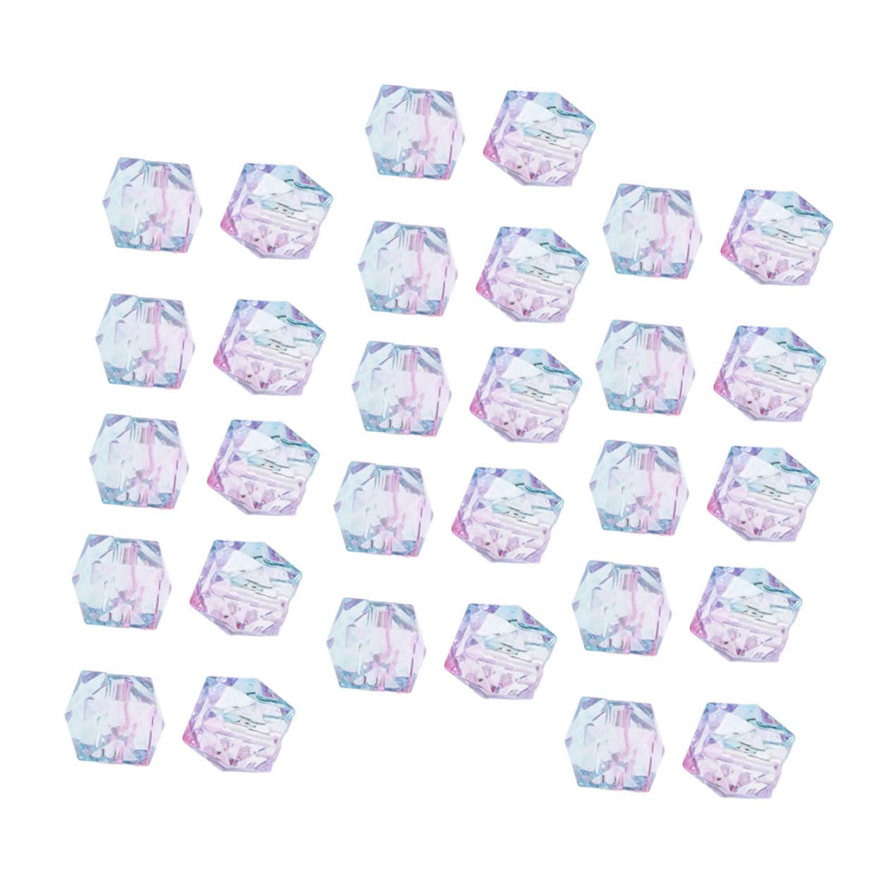 SHINEOFI 600piezas Abalorios De Acrílico Transparentes Bicolor Para Diy Accesorios De Joyería Para Pulseras y Collares Diseño Poligonal Azul y Rosa