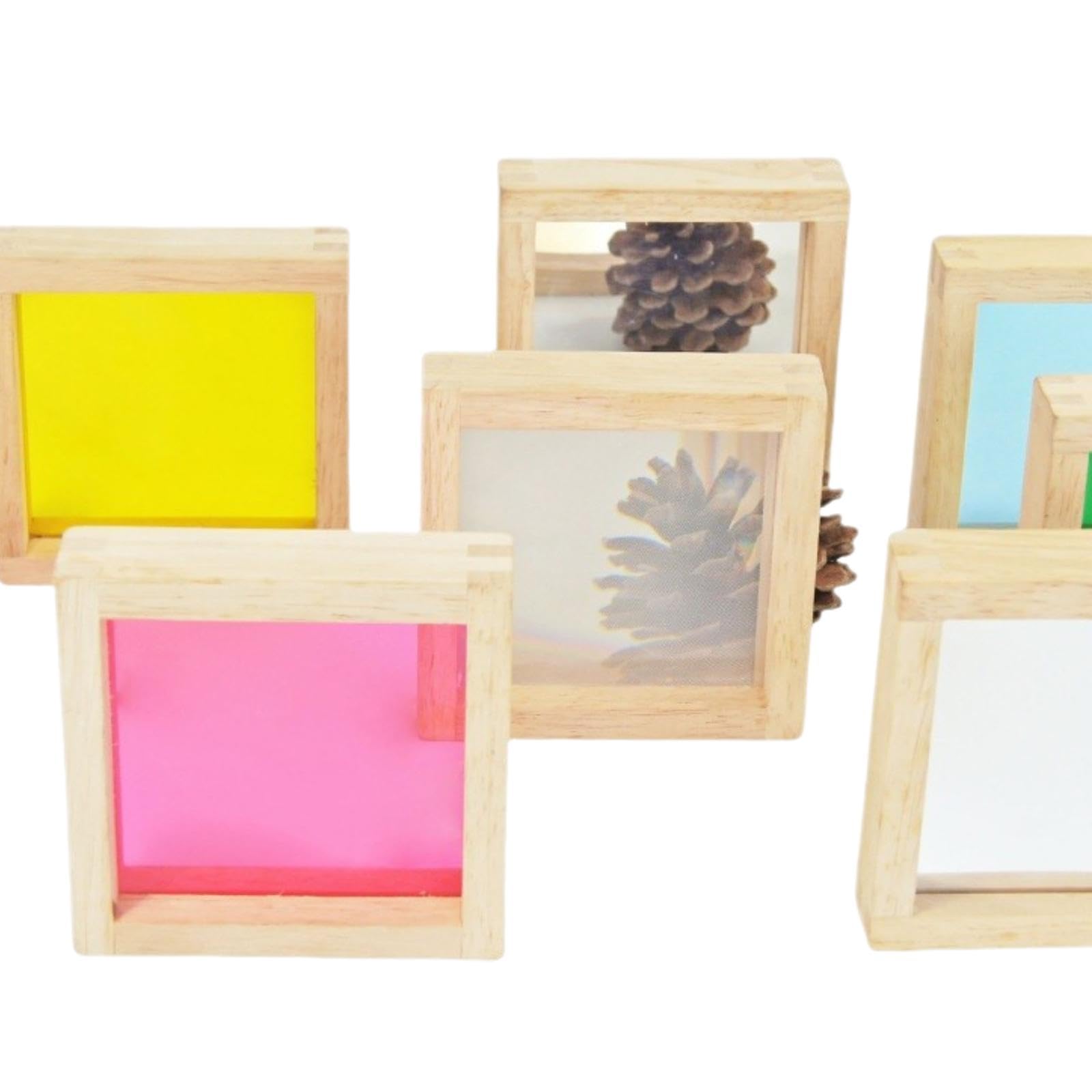 Set di 7 Blocchi Da Costruzione in Legno Acrilico Colorato per Lo Sviluppo Sensoriale Nella Scuola Dell'infanzia: Ideali per Impilare E Apprendere, come descritto, 14cm