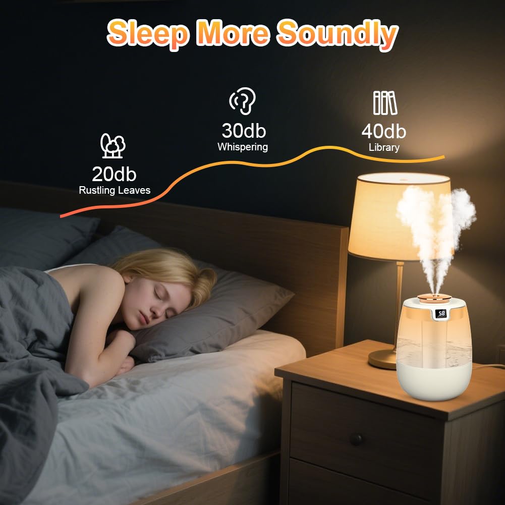 Adiwo Umidificatore Ambiente, 1.8L Umidificatore Ambiente Bambini, 28dB Silenzioso 20H di Durata — immagine 6 di 11