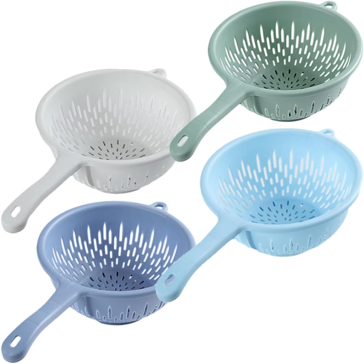 4 Pcs Plastic Kitchen Colander with Handle for Draining Vegetables and Fruits, Food Strainer Basket for Washing, Sturdy and Long-lasting Use, Not Easy to Deform, for Kitchen